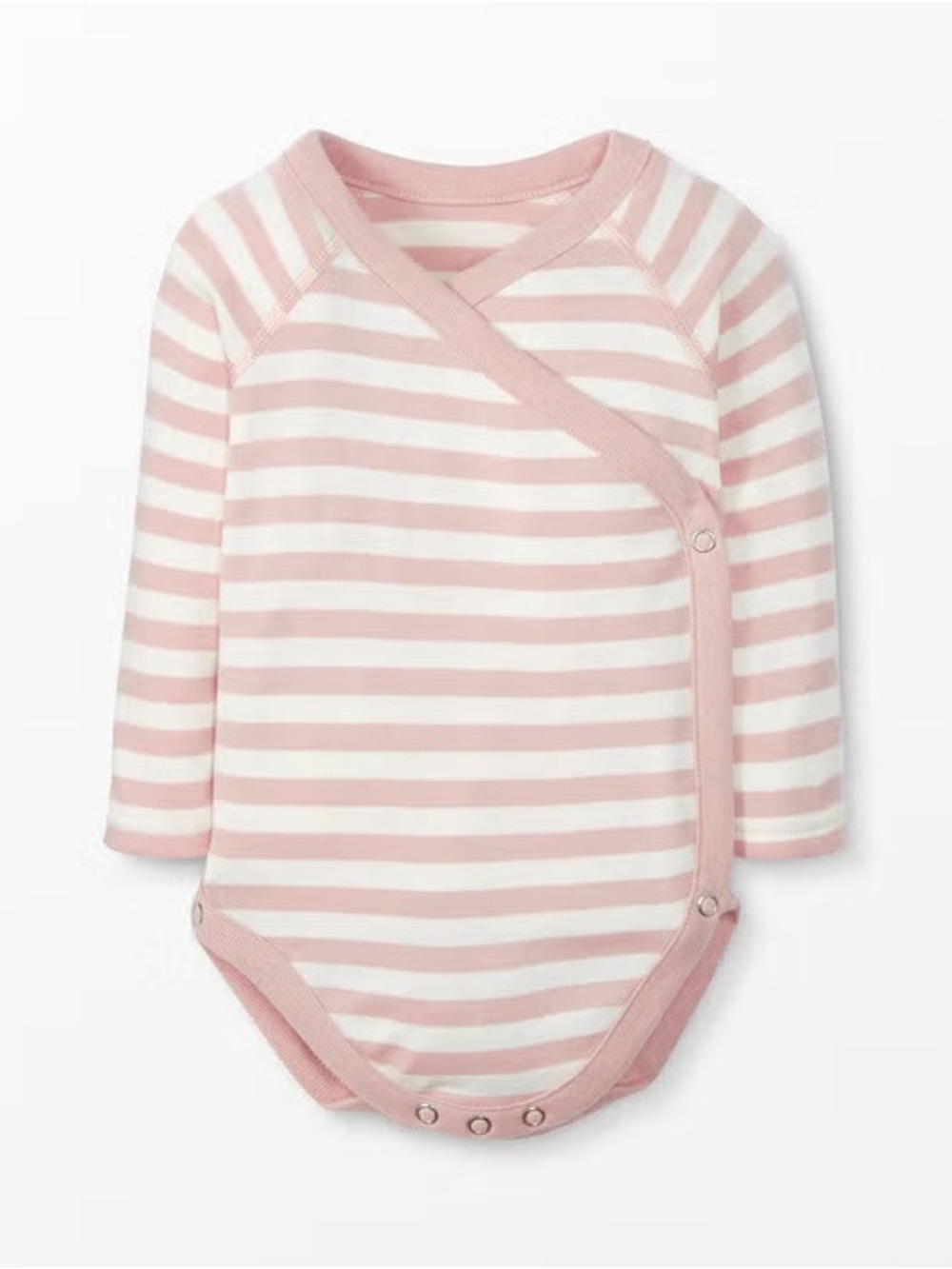 Hanna Andersson Pink and White Striped Long-Sleeve One-Piece